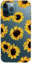 Peachy Sunflower TPU hoesje met zonnebloemen voor iPhone 14 Pro Max - transparant en geel
