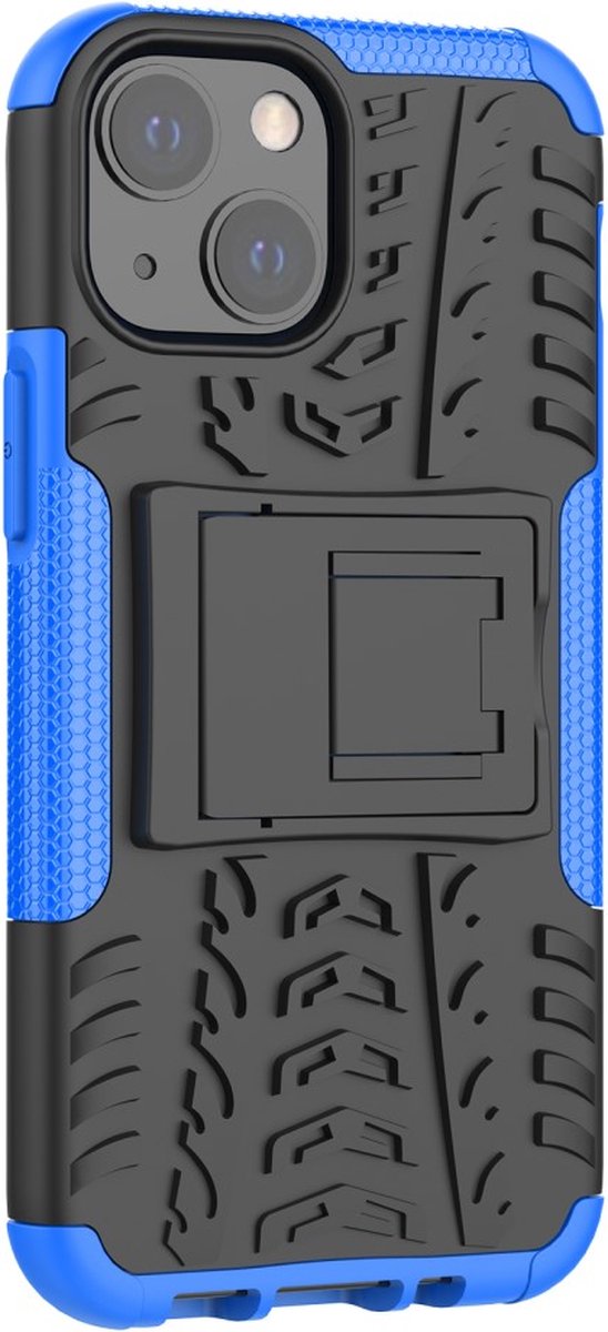 Peachy Shockproof TPU met stevig hoesje geschikt voor iPhone 13 mini - blauw en zwart