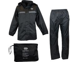 Infinity Goods Regenpak - Dames & Heren - Maat S - Waterdicht & Ademend - Reflecterend - Zwart