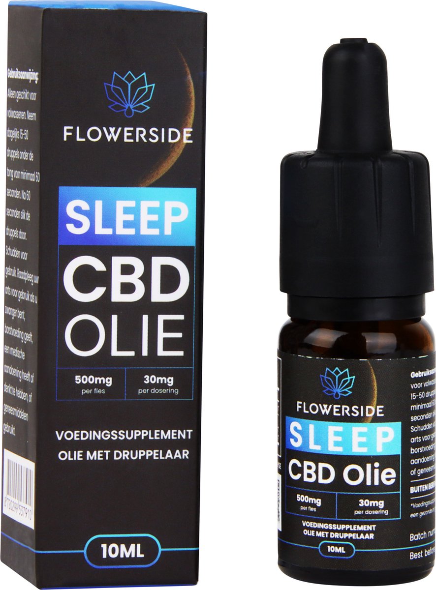 Goedkoopste Flowerside Slaap CBD CBN Olie - Full Spectrum - 5 CBD - 2.5 CBN - 10ml - Vegan - Druppels - Biologisch - Natuurlijk - Laboratorium Getest