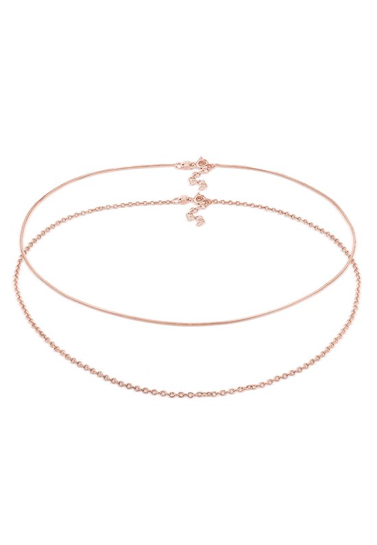 Elli Dames Halsketting dames choker slangenketting ankerketting basic in 925 sterling zilver roségoud verguld