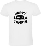 Happy camper Heren T-shirt | Caravan | Kamperen | Vakantie | Zomer | Liefhebber | Verjaardag | Jarig | Wit