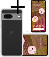 Hoes Geschikt voor Google Pixel 7 Hoesje Cover Siliconen Back Case Hoes Met Screenprotector - Transparant