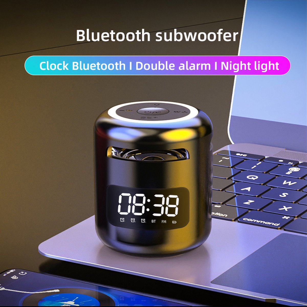 Pro-Care Draagbare Bluetooth 2.1 Stereo Alarm Klokradio Subwoofer Speaker 10W - LED Aflezen - FM Radio Functie - Micro USB aansluiting - AUX Aansluiting - TF card - Zwart