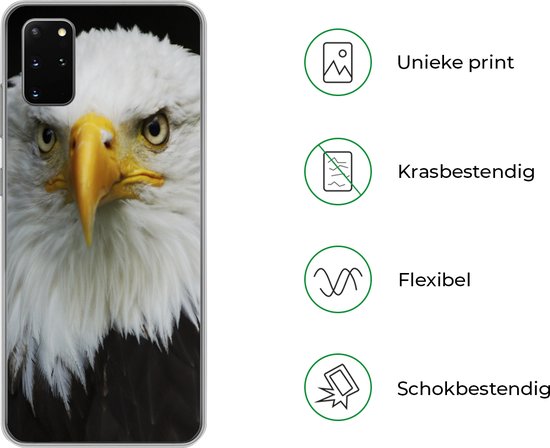 Telefoonhoesje Geschikt voor Samsung Galaxy S20 Plus hoesje - Arend - Zwart - Wit - Siliconen Telefoonhoesje Telefoonhoesje