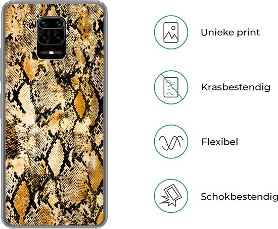 Coque Xiaomi Redmi Note 10 Lite - Imprimé Animal - Serpent - Or - Zwart - Coque de téléphone en Siliconen