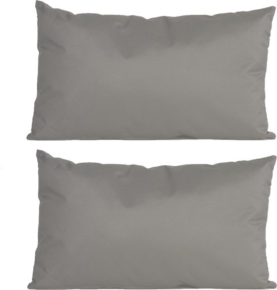 6x Bank/sier kussens voor binnen en buiten in de kleur grijs 30 x 50 cm - Tuin/huis kussens