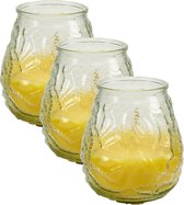 4x stuks windlichten geurkaarsen citronella glas 10 cm - Sfeerlichten citronellageur - Waxinelichtjes - Anti-muggen citronella