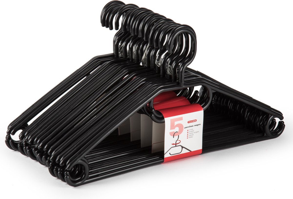 PlasticForte Kledinghangers - 50x - zwart - kunststof - 40,5 cm - kledingkast opruimen