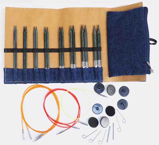 KnitPro Verwisselbare naaldenset hout indigo - Complete set met etui