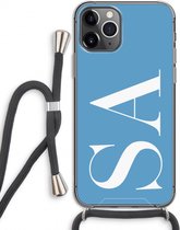 Gepersonaliseerd - Case Company® - Hoesje met koord geschikt voor iPhone 11 Pro hoesje met Koord - Monogram N°2 - Telefoonhoesje met Zwart Koord - Extra Bescherming aan alle Kanten en Over de Schermrand