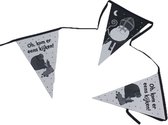 Vlaggenlijn Sinterklaas met ''Oh, kom er eens kijken!'' - Zwart / Wit - Schoencadeautjes sinterklaas - Kunststof - 6 Meter - Pakjesavond - Pieten - Vlag