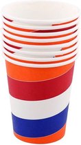 Party Cups Oranje Nederland - Paper Cups - Oranje - Nederlandse vlag - 8 Bekers - Papieren bekers - Feest - Koningsdag - WK - EK