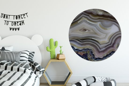 Gros plan d'une agate lagon Cercle mural aluminium ⌀ 120 cm - Tirage photo sur cercle mural / cercle vivant / cercle de jardin (décoration murale)