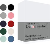 Bol.com Droomtextiel Dubbel Jersey Hoeslaken Wit Lits-Jumeaux 180x200 cm - 100% Katoen - Hoge Hoek - Heerlijk Zacht - Strijkvrij... aanbieding
