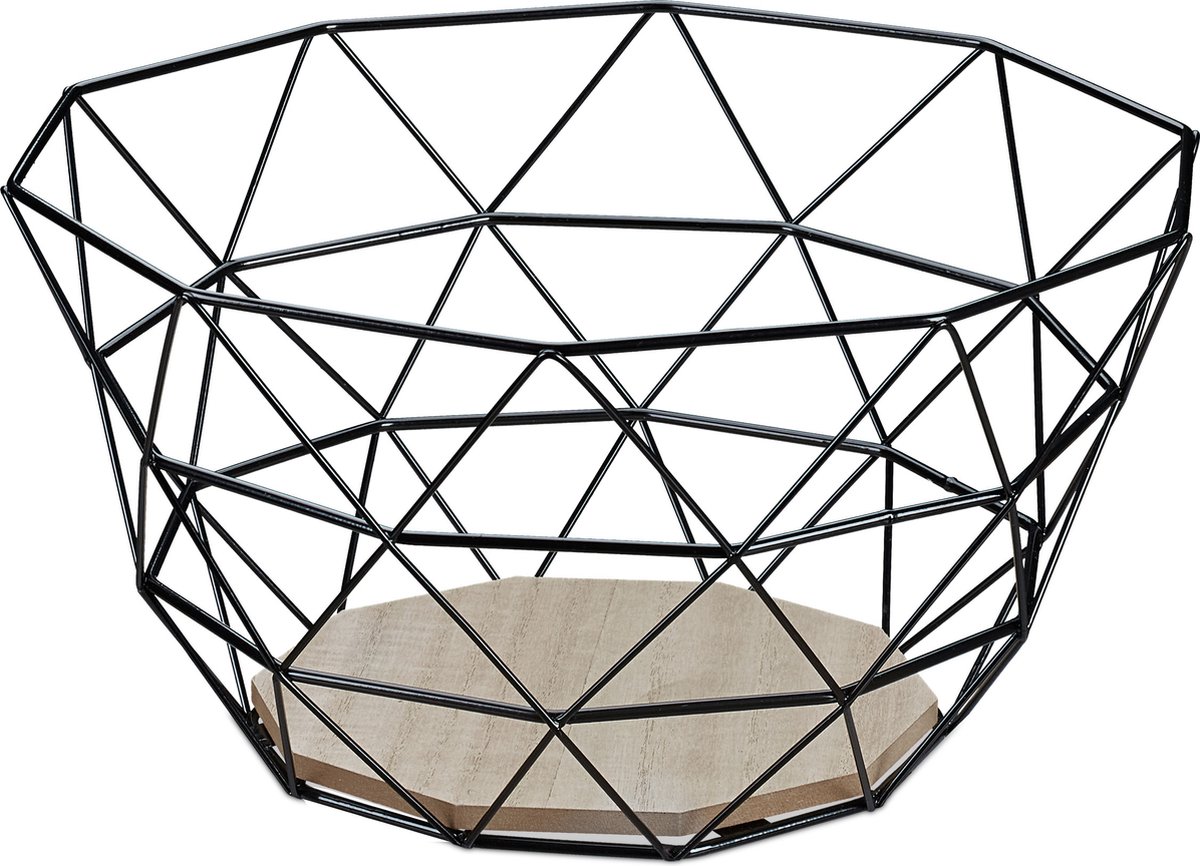 metalen fruitmand - 28 cm - industrieel - draadmand - zwart