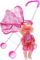 Poppen Kinderwagen + Pop - Wandelwagen Playset W/Educatief Speelgoed Gift - Baby Doll poppenwagen - Speelgoed Kinderen vanaf 3 Jaar - Buggy voor Poppen