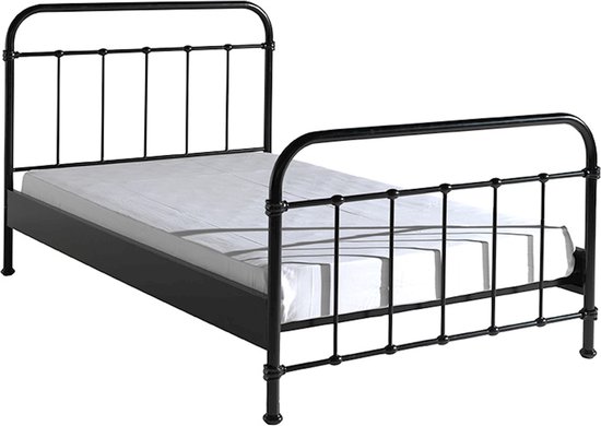 Lit de 120x200cm New York métal - noir - Vipack - Lits doubles en métal - Noir - Métal - Lits doubles en métal