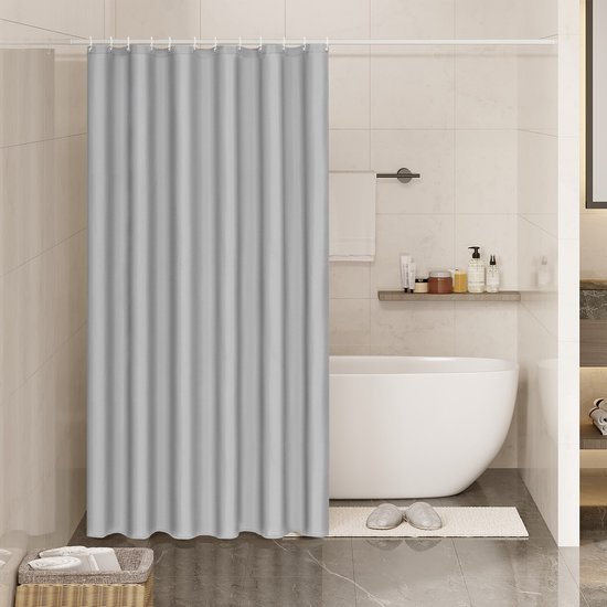 Douchegordijn Grijs 180x200cm Waterdicht AntiSchimmel Wasbaar