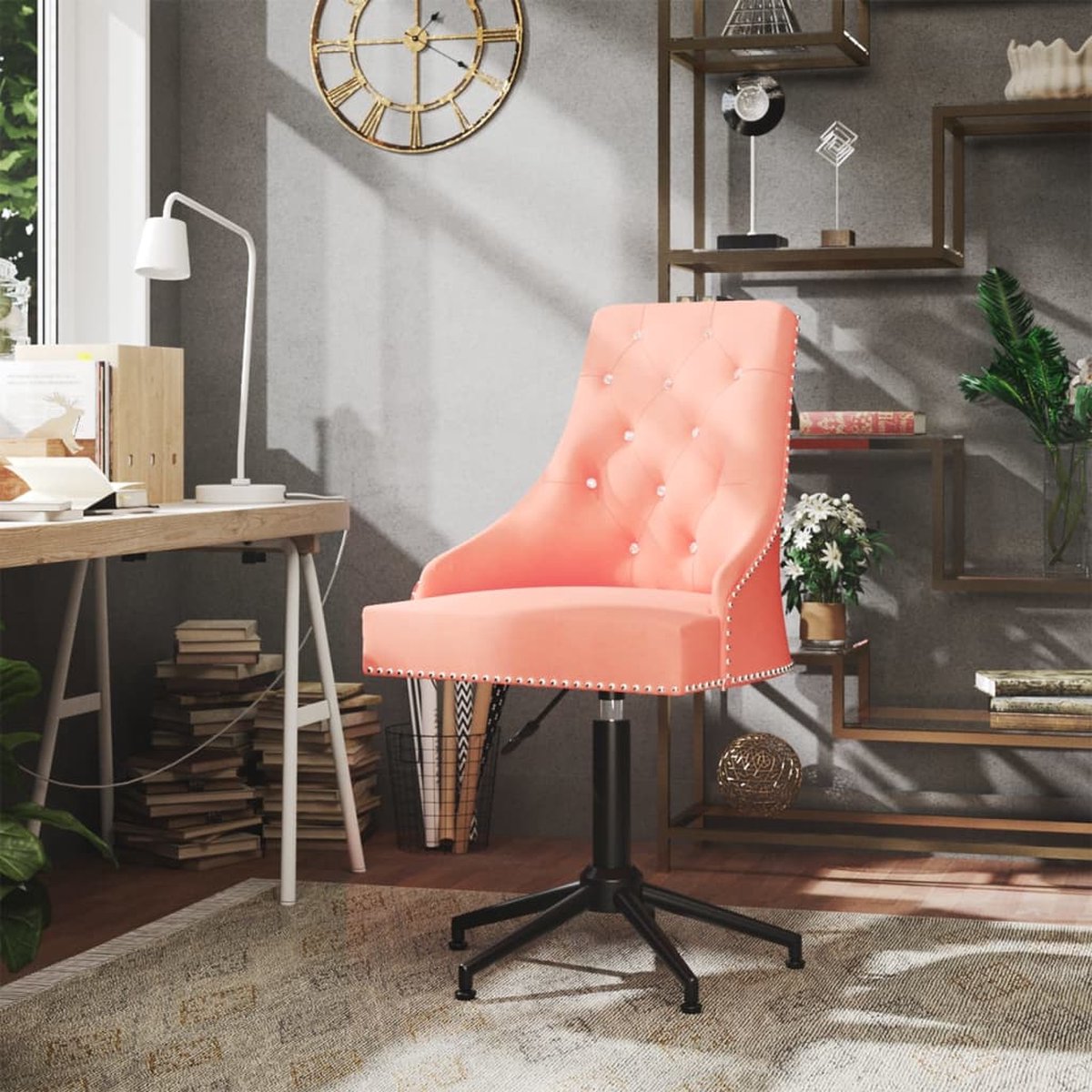 Prolenta Premium - Kantoorstoel draaibaar fluweel roze