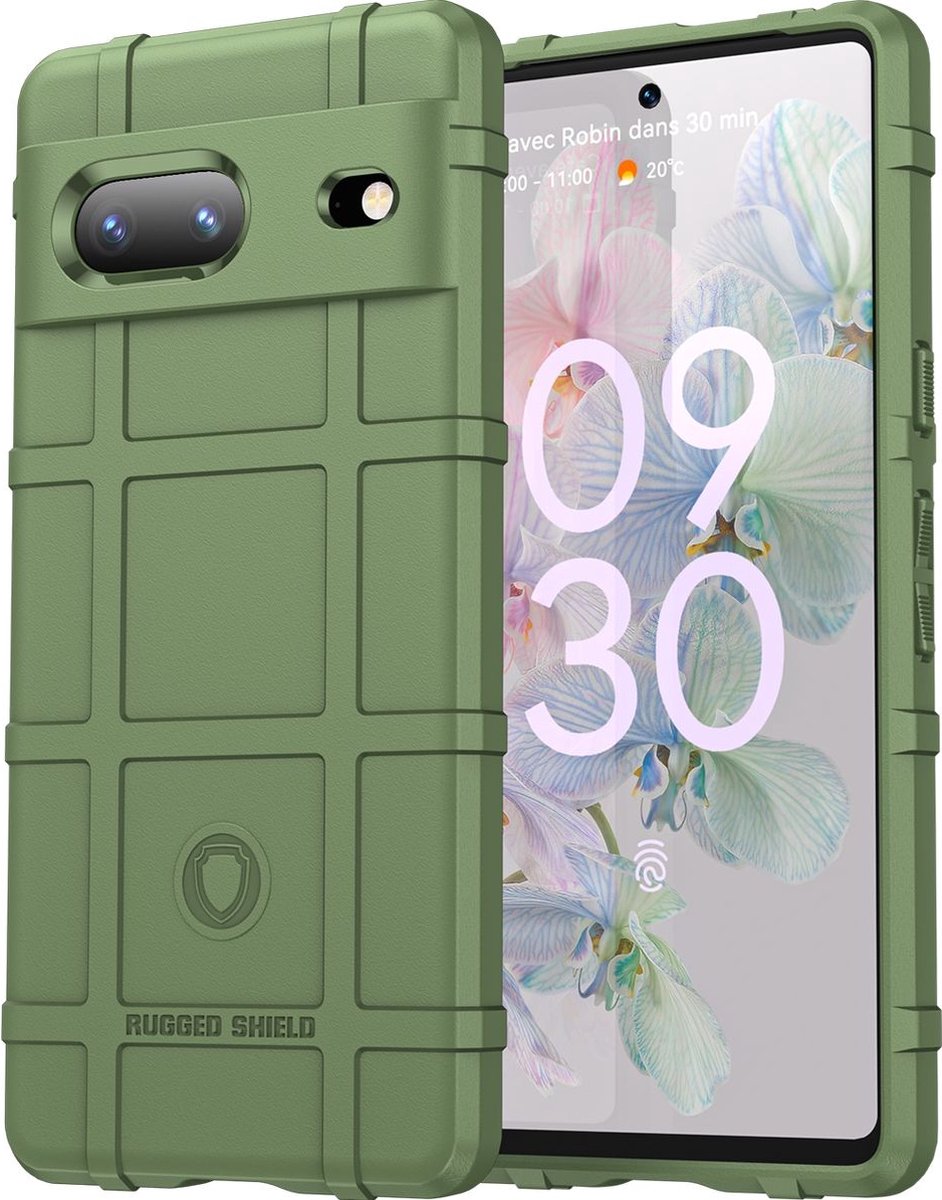 Mobigear Hoesje geschikt voor Google Pixel 7 Telefoonhoesje Flexibel TPU | Mobigear Rugged Shield Backcover Shockproof | Schokbestendig Pixel 7 Telefoonhoesje | Anti Shock Proof - Groen