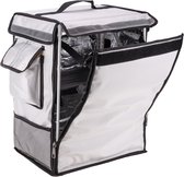 PrimeMatik - Witte draagbare koelkast 42 liter 35x49x25cm, isothermische tas rugzak voor picknick, camping, strand, voedselbezorging per motor of fiets