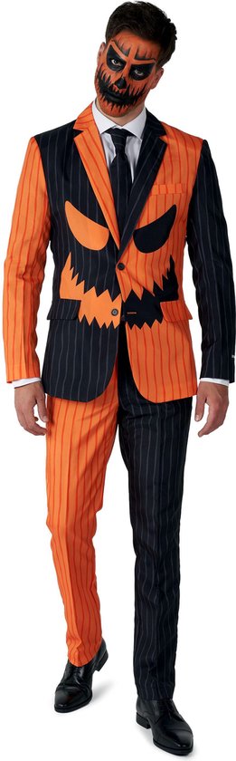Suitmeister Pumpkin - Mannen Kostuum - Jack-O-Lantern Outfit - Pompoenpak - Oranje - Halloween - Maat M