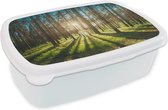Broodtrommel Wit - Lunchbox - Brooddoos - Zon - Bomen - Landschap - Gras - 18x12x6 cm - Volwassenen