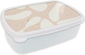 Broodtrommel Wit - Lunchbox - Brooddoos - Planten - Abstract - Roze - Pastel - 18x12x6 cm - Volwassenen