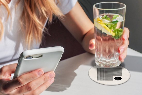 Sous-verres pour verres - Rond - Carré - Minimalisme - Abstrait - 10x10 cm - Sous-verres en verre - 6 pièces