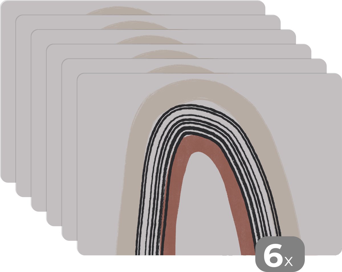 Placemat - Regenboog - Pastel - Design - Onderleggers - 45x30 cm - Onderzetter - 6 stuks