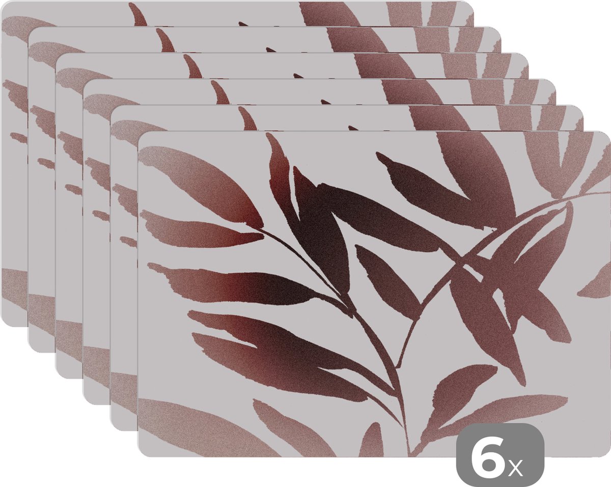 Placemat - Blad - Tak - Abstract - Design - Tafel - Placemats - Onderleggers - 45x30 cm - 6 stuks