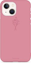 iPhone 14 hoesje TPU Soft Case - Back Cover - Terracotta / veldbloemen