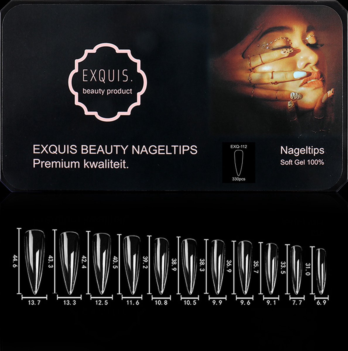 Exquis Soft Gel Kunstnagels – Lange Nageltips Transparant Soft gel tips - 11 maten - 330 stuks