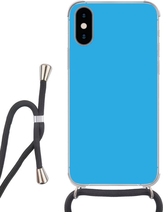 Coque avec cordon iPhone X - Blauw - Légère - Design - Siliconen - Bandoulière - Coque arrière avec cordon - Coque pour téléphone avec cordon - Coque avec corde