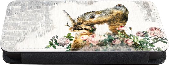 Bookcase pour iPhone 13 Mini Bookcase - Highlander écossais - Peinture - Fleurs - Avec compartiments - Étui portefeuille avec fermeture magnétique