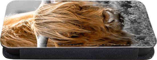 Bookcase pour iPhone 11 Pro Bookcase - Highlander écossais - Plantes - Zwart - Wit - Avec compartiments - Étui portefeuille avec fermeture magnétique