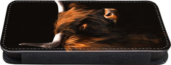 Bookcase pour iPhone 13 Pro Bookcase - Highlander écossais - Fourrure - Vache - Avec compartiments - Étui portefeuille avec fermeture magnétique