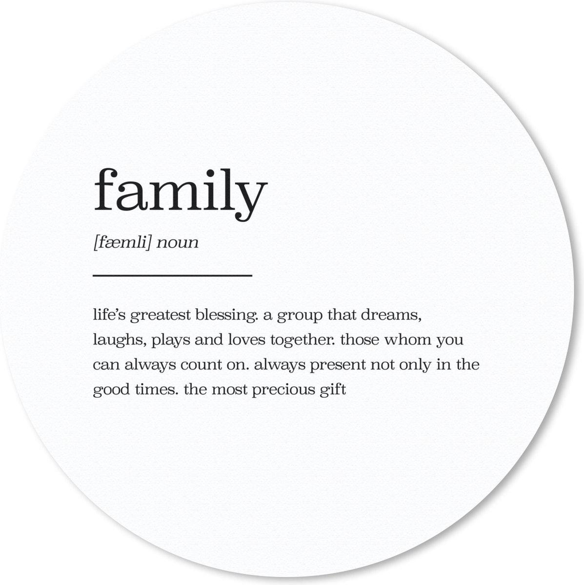 Muismat rond 40x40 cm - Mousepad Quotes - Spreuken - Woordenboek - Familie - Ronde muismatten