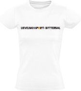 Lievelingssport: Bitterbal Dames T-shirt |  eten | sport | frituur | sportief | Wit