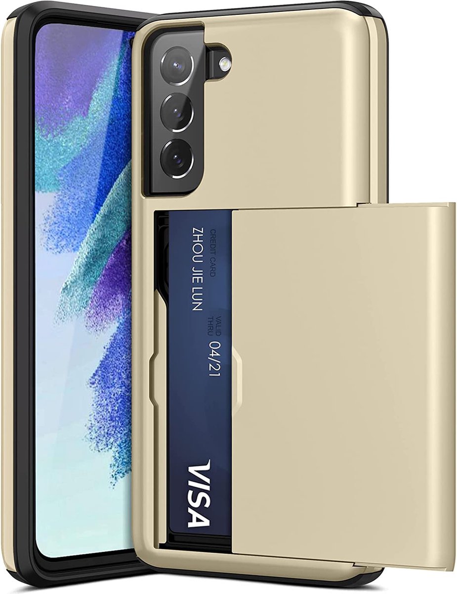 Backcover geschikt voor Samsung Galaxy S21 - Goud - Hard PC - Pasjeshouder