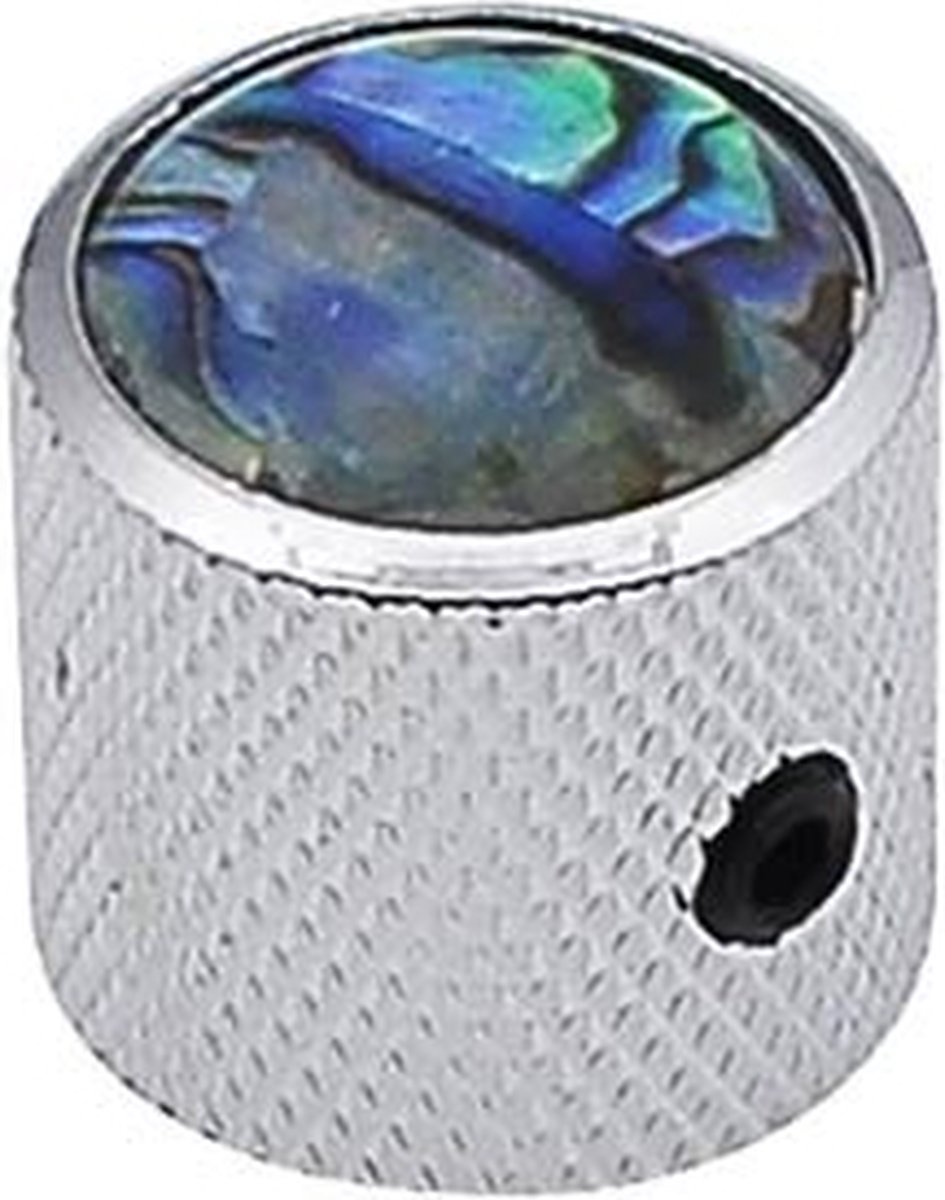 dome knob with abalone inlay, 18x18mm with set screw, chrome