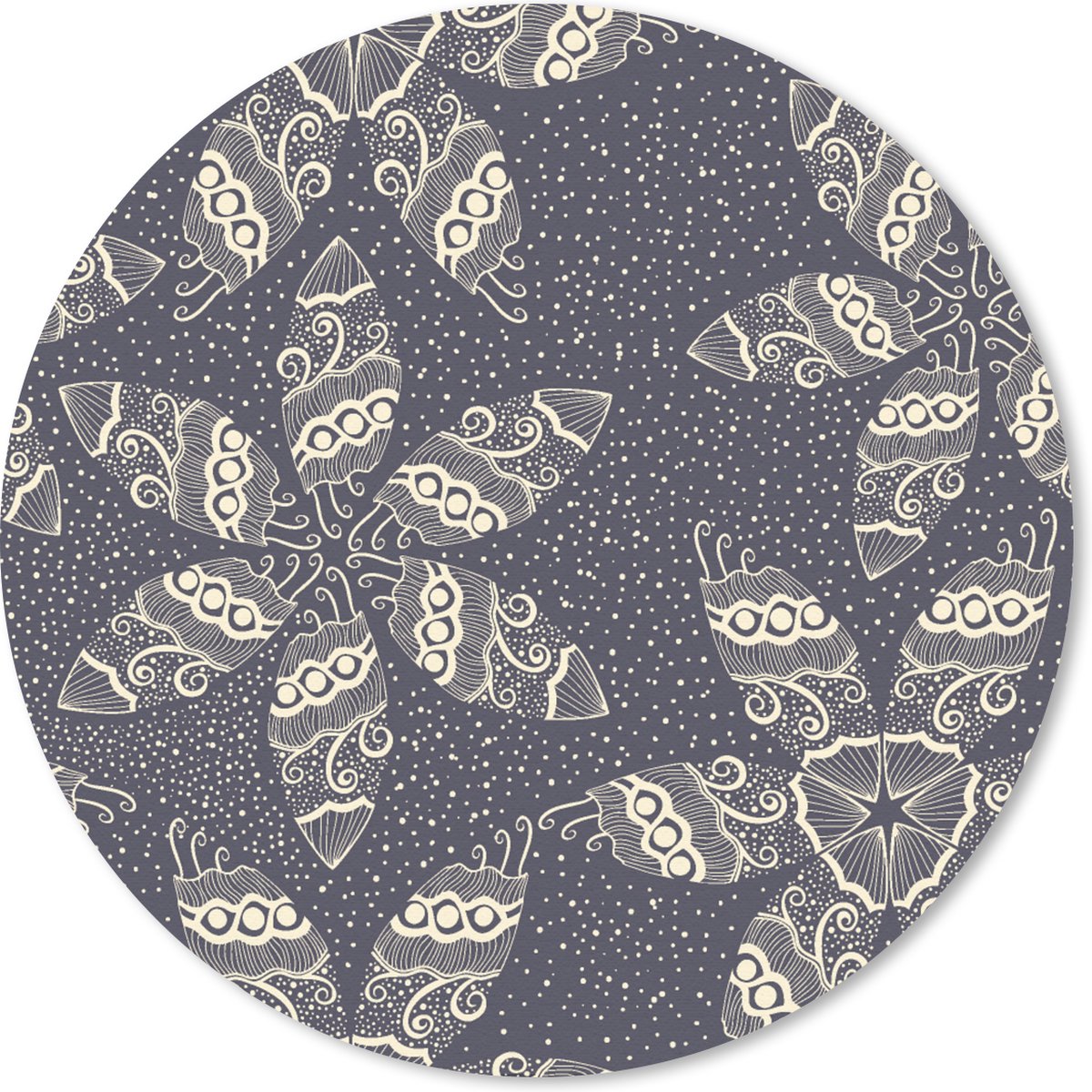 Muismat rond 40x40 cm - Mousepad Bloemen - Ster - Sneeuw - Winter - Ronde muismatten - Kerst - Cadeau - Kerstcadeau voor mannen en voor vrouwen
