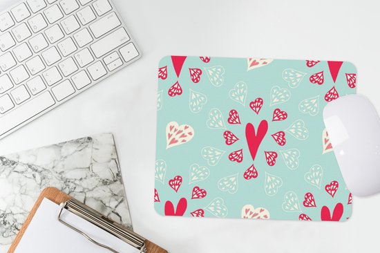 Muismat 23x19 cm - Mousepad Hartjes - Patronen - Pastel - Muismatten