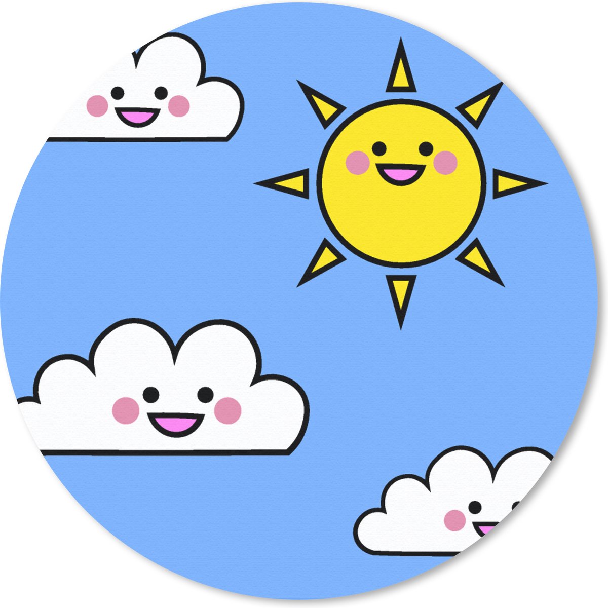 Muismat rond 40x40 cm - Mousepad Kawaii - Patronen - Zon - Kinderen - Ronde muismatten