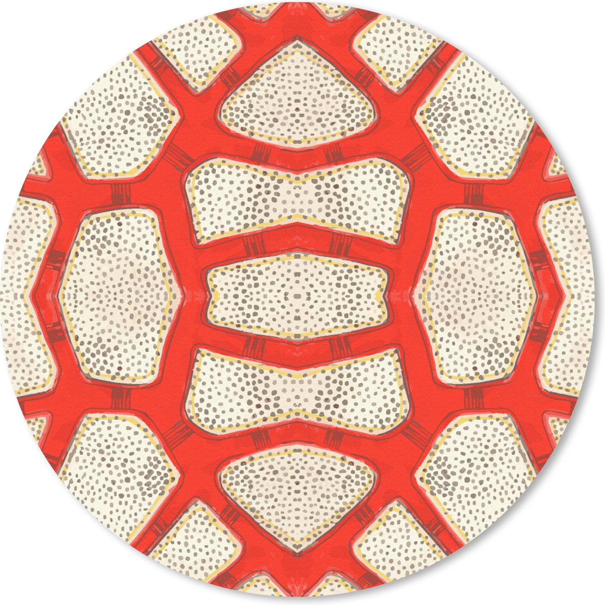 Muismat rond 30x30 cm - Mousepad Koraal - Rood - Wit - Design - Ronde muismatten