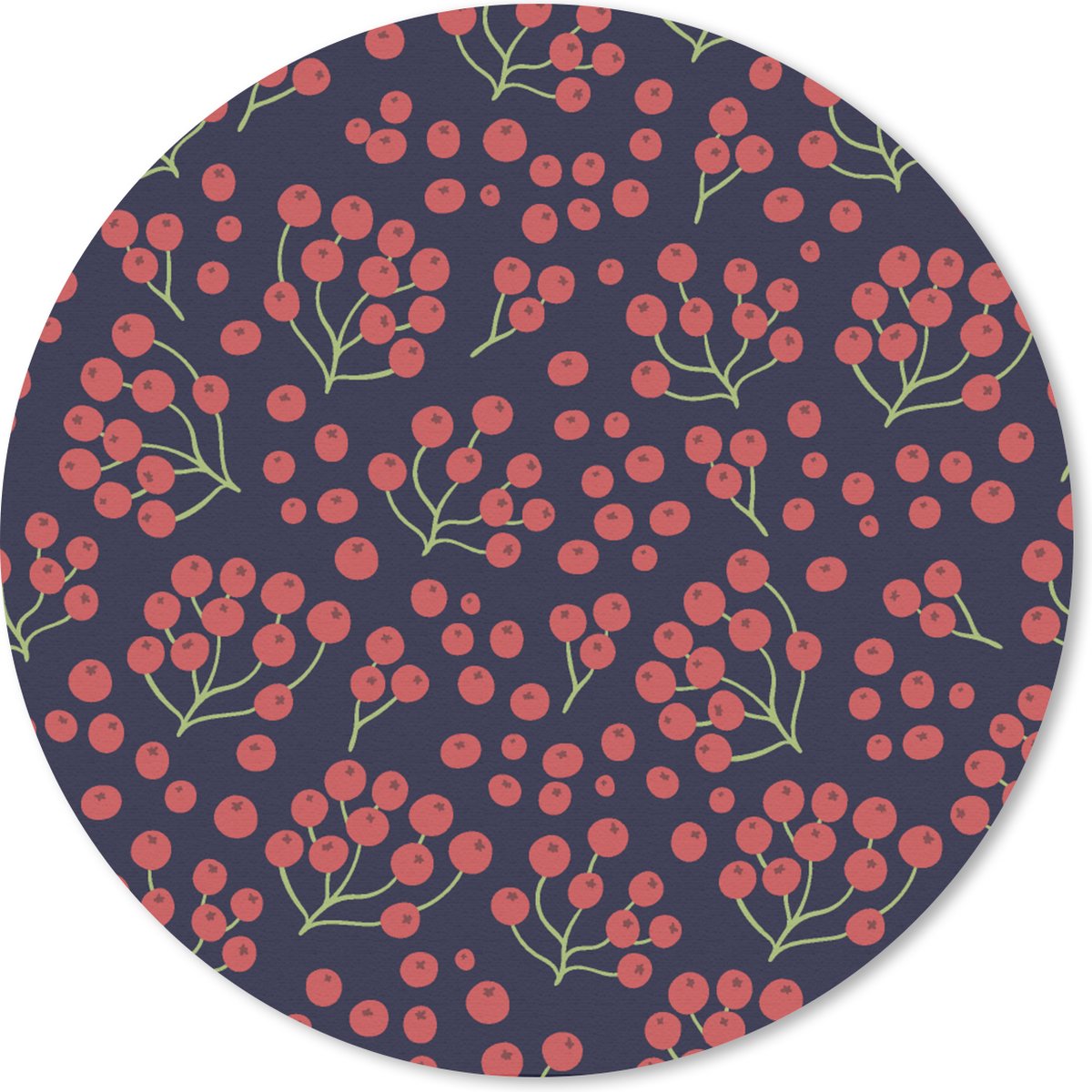 Muismat rond 20x20 cm - Mousepad Patronen - Bessen - Rood - Ronde muismatten