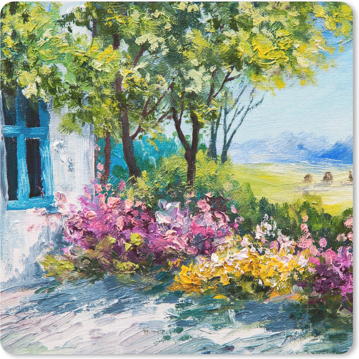 Muismat 30x30 cm - Mousepad Schilderij - Planten - Bloemen - Huis - Olieverf - Muismatten
