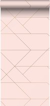ESTAhome behang grafische lijnen zacht roze en goud - 139211 - 0,53 x 10,05 m