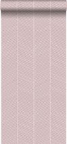 ESTAhome behang visgraat-motief oudroze - 139107 - 0,53 x 10,05 m